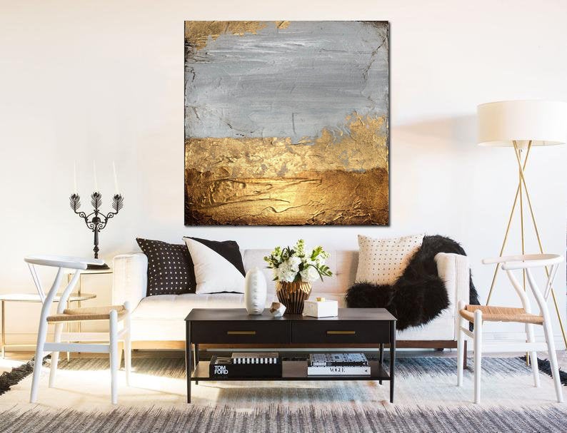 Gold Painting Large Abstract Painting Contemporary Abstract Painting Creative Wall Painting On Canvas Modern Absract Artwork31in,No Frame