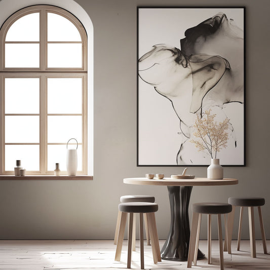 Handpainted Abstract Wall Art Painting Decorative Painting Aisle Corridor Mural Mooring Hanging Painting black white 31inx47in,No Frame