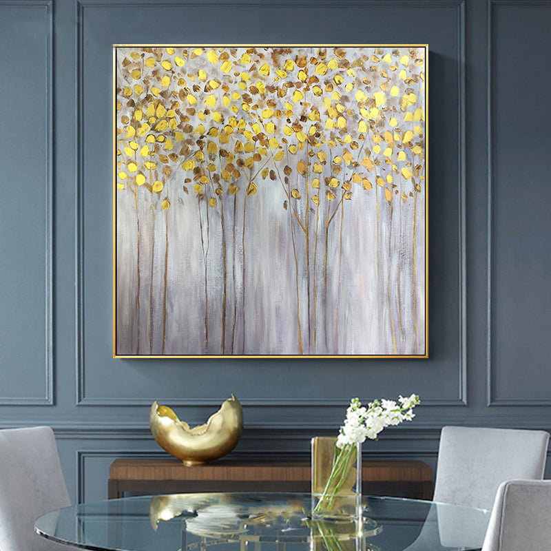 Abstract Painting Large Wall Art Gold Rich Tree Painting Minimalist Canvas Art Hand Painted Acrylic Canvas Painting Home Decor31in,No Frame