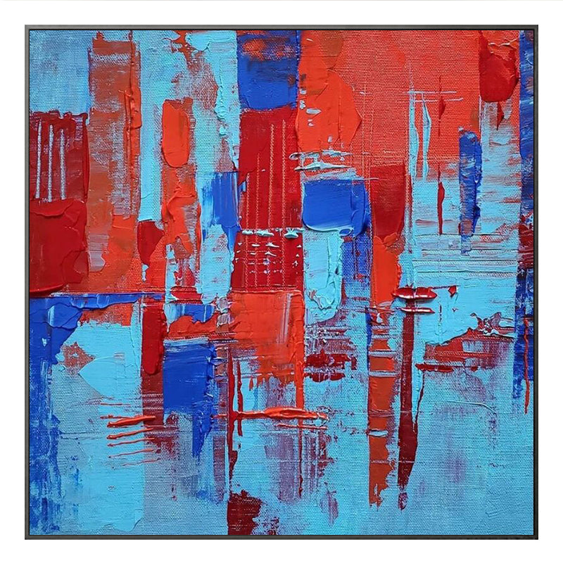 Abstract Hand painted Square Geometric Oil Painting Living Room Bedroom Dining Room Decorative Painting   (Unframed/Rolled)