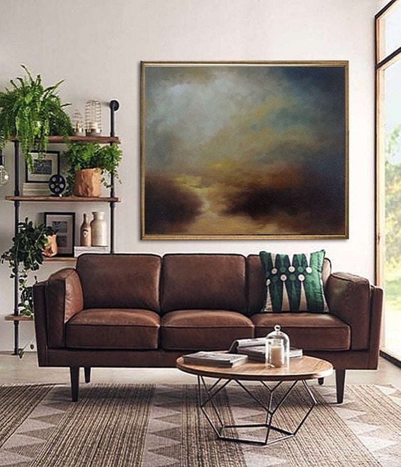 LargeSkyAbstractPaintingOriginalNaturalLandscapePaintingWallArtImpressionistPaintingCloudPaintingWeatherDecor  31in,No Frame