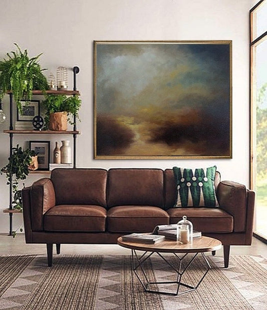LargeSkyAbstractPaintingOriginalNaturalLandscapePaintingWallArtImpressionistPaintingCloudPaintingWeatherDecor  31in,No Frame