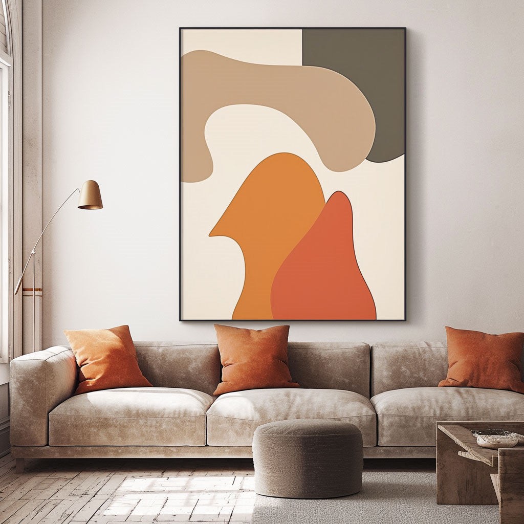 Handpainted Abstract Wall Art Painting Decorative Painting Aisle Corridor Mural Mooring Hanging Paintingorange Red Black 31inx47in,No Frame