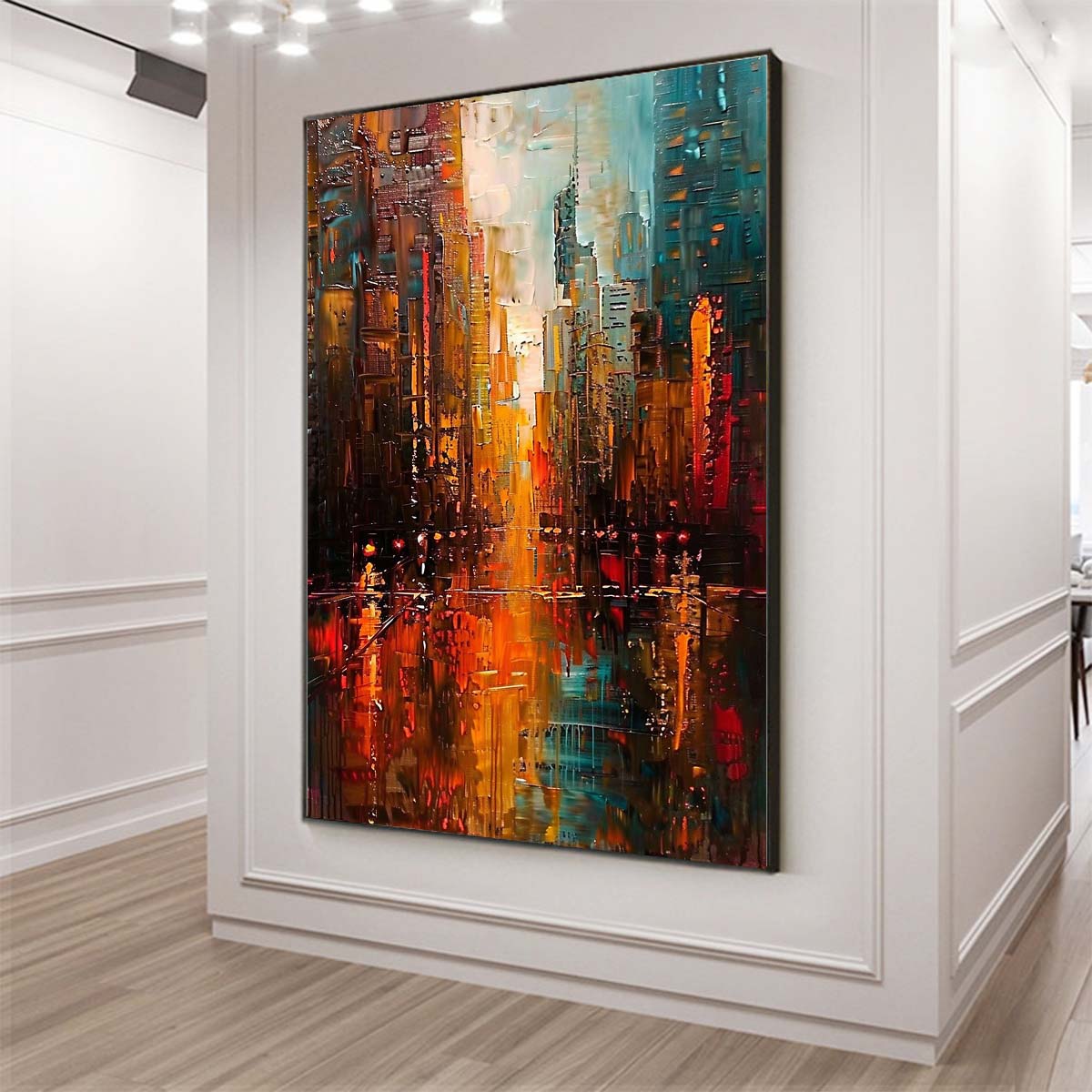 Original creation City Hand painted Oil Painting Canvas Wall Art For Home Living Room Unframed/Rolled #021
