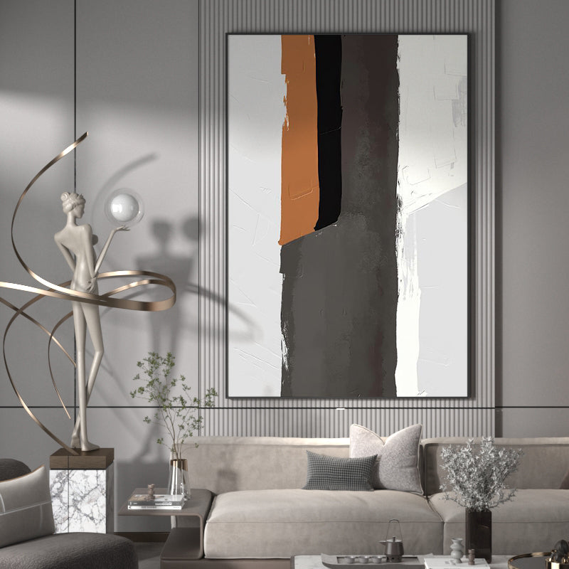 Hand Painted Abstract Painting Wall Art Canvas Painting Modern Art Minimalist Painting Home Decor Grey White Textured Painting27inx54in,No Frame