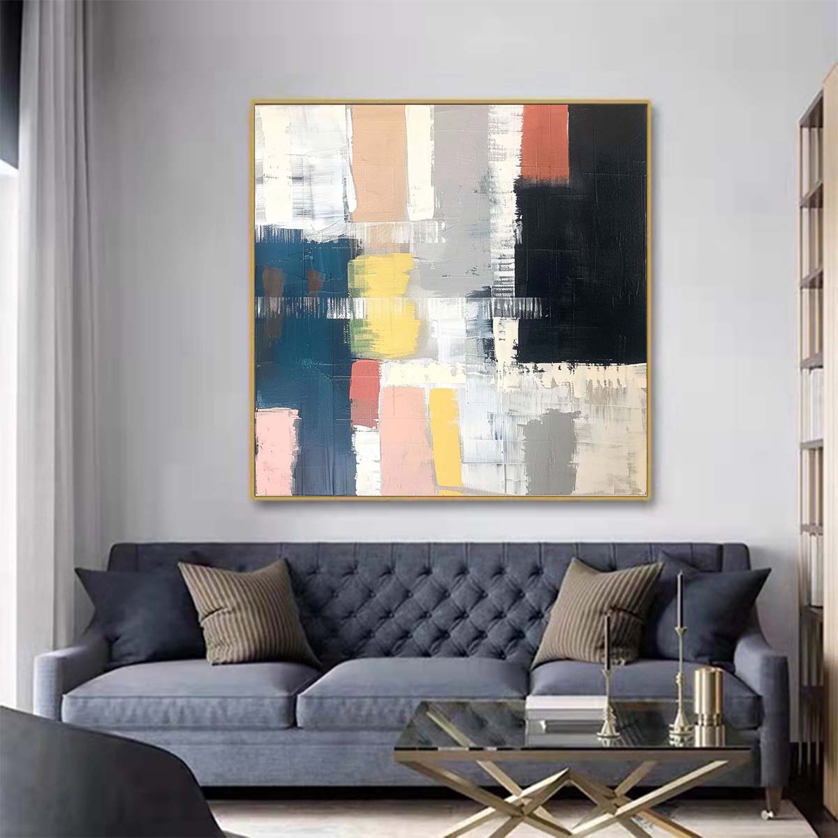 Abstract Handmade Oil Painting Modern Minimalist Home Living Room Decoration Painting,31inx31in,No Frame