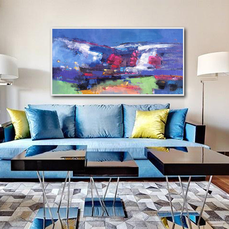 Abstract Painting Sky Painting Abstract Painting Large Wall Seascape Art Painting Wall Painting Abstract Artwork Canvas Painting27inx54in,No Frame