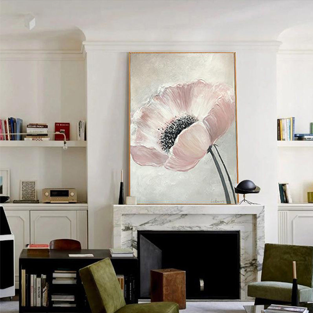 Original Hand Painted Canvas Painting Pink Flower Thick Oil Knife abstract Flower Wall Art Decorative Painting For Living Room,31inx47in,No Frame