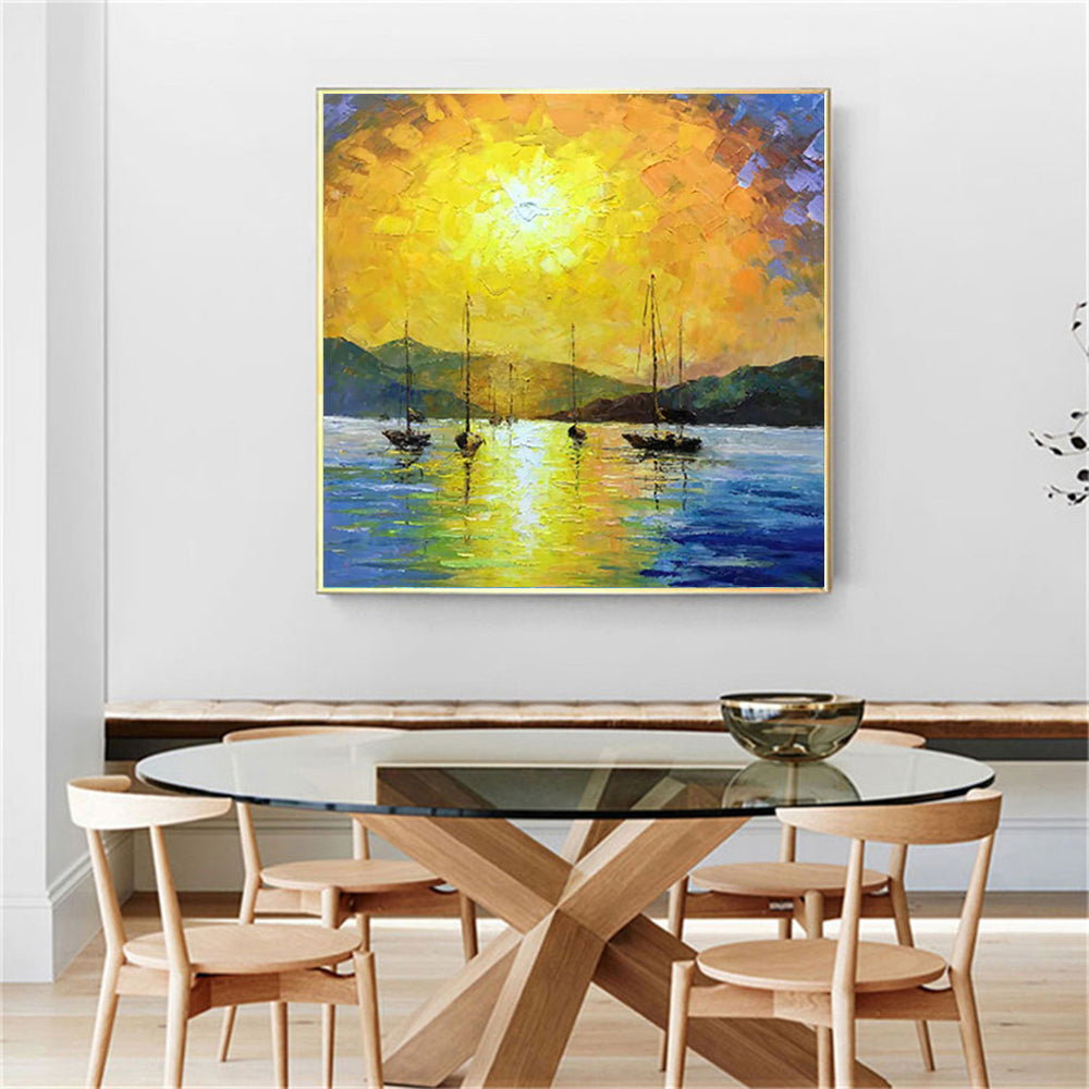 Hand Painted Painting Oil Canvas Seascape Oil Painting for Living Room Wall Art Home Decor Modern,31inx31in,No Frame