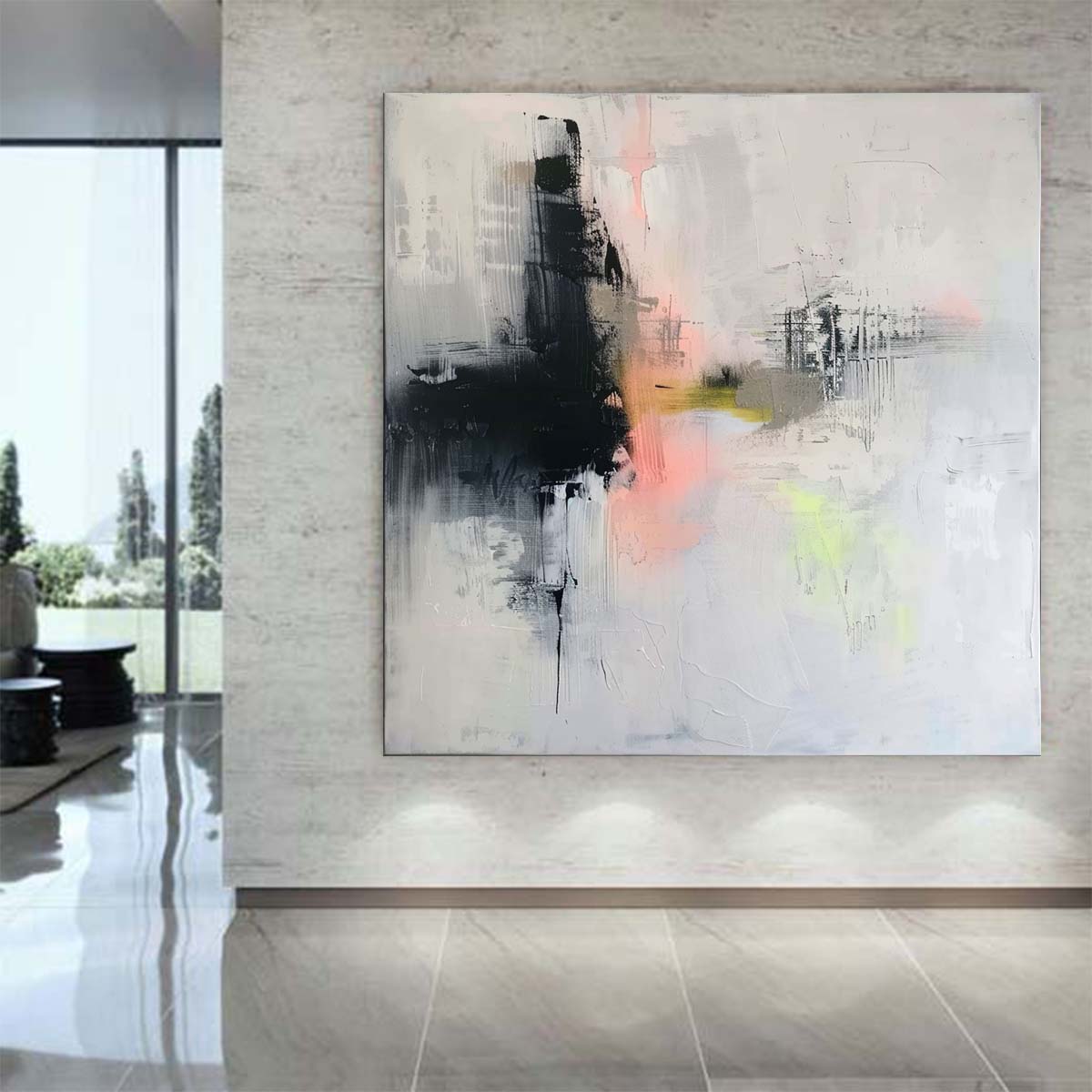 Abstract Handmade Oil Painting Modern Minimalist Home Living Room Decoration Painting,31inx31in,No Frame