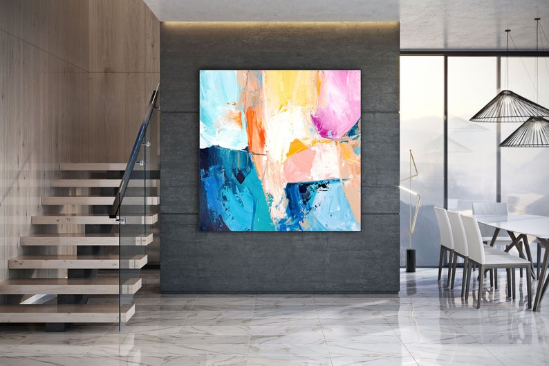 Original Living Room Art Canvas Art Modern Abstract Paintings Pink Extra Large Wall Art Abstract Paintings Large Canvas Art31in,No Frame
