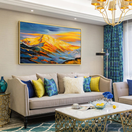 Hand-painted Abstract Oil Painting Sunshine Jinshan Modern Scandinavian Living Room Backdrop Paintings Decorative Painting Offic27inx54in,No Frame