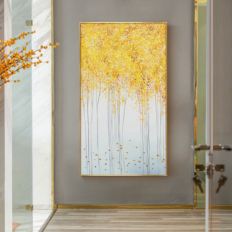 Lucky hand-painted Oil Painting Abstract Golden Tree Nordic Home Entrance Decorative Painting Paintings Modern American Light Lu27inx54in,No Frame