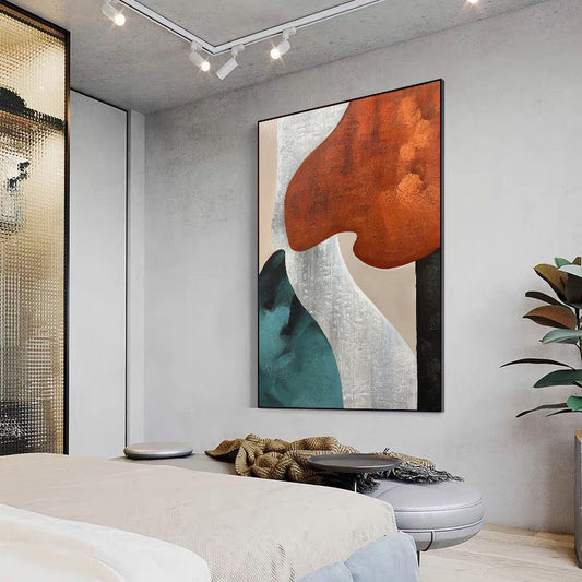 Hand Drawn Abstract Oil Painting Wall Art On Canvas Thick Texture Mural Living Room Background Picture,31inx47in,No Frame