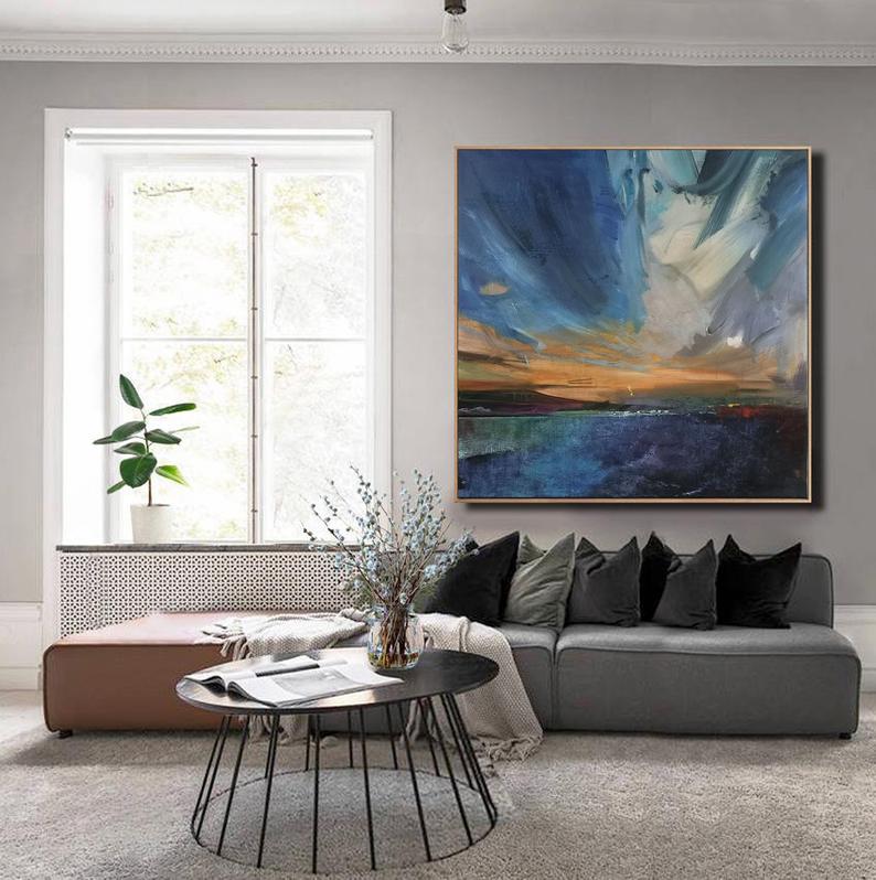 ModernAbstractPaintingLargeCanvasWallArtLargeAcrylicPaintingTexturedWallArtCanvasMinimalistWall   LargeSeaLandscapePaintingBlueAbstractPaintingLandscapeAbstractPaintingSkyAbstractPaintingWallAbstractPainting 31in,No Frame
