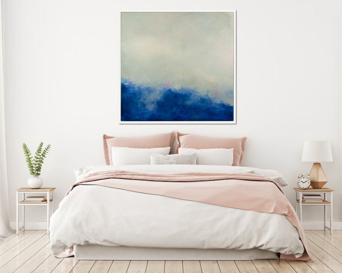 Original Abstract painting canvas painting oversized ocean wall art seascape and wave painting ocean artwork home Decor blue art31in,No Frame