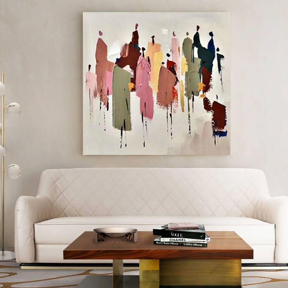 Hand Painted Oil Painting Modern Abstract Figure Handmade Wall Hanging Picture Wall Artwork,31inx31in,No Frame