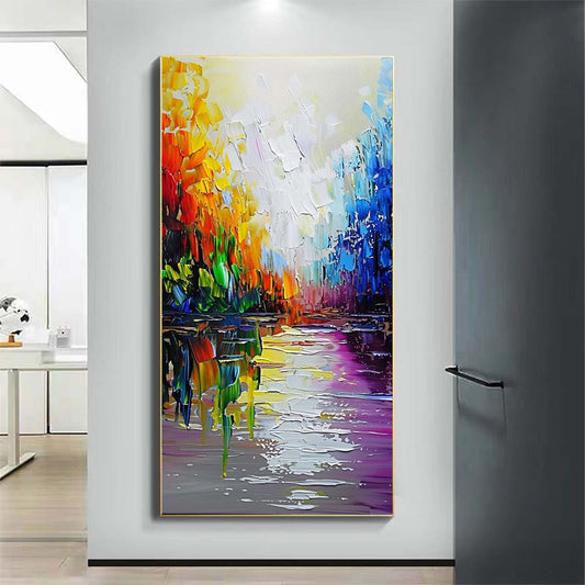 Landscape Paintings Abstract Handmade Oil Painting Modern Home Living Room Decoration Painting,27inx54in,No Frame