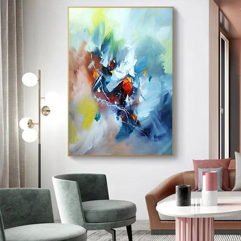 Hand painted Oil Painting Painting Zao Wou ki Abstract Mural Living Room Study Large Decorative painting,31inx47in,No Frame