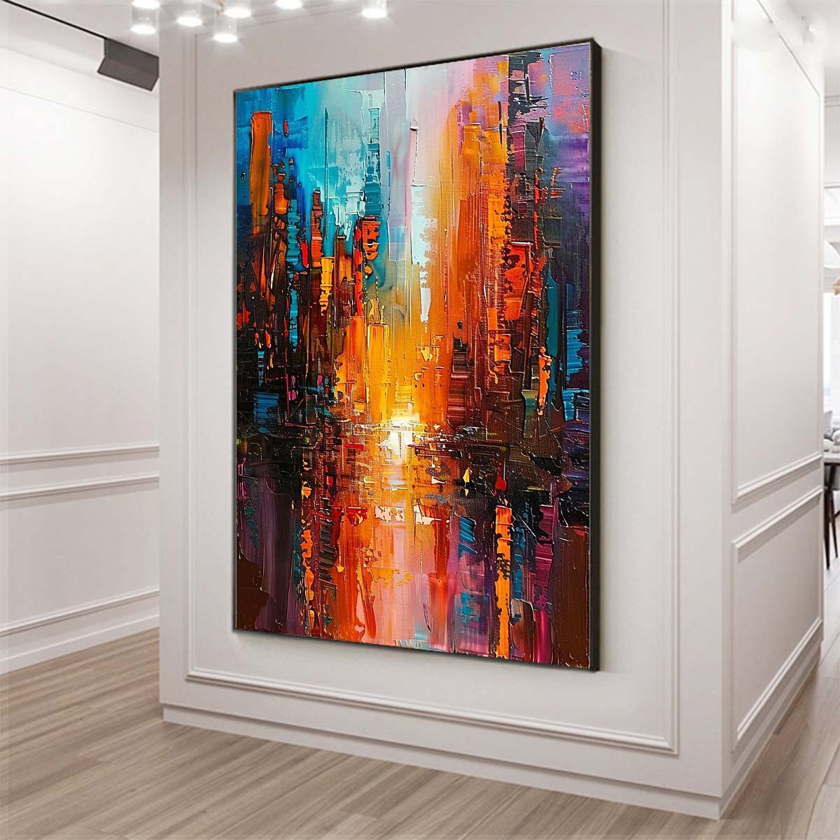 Original creation City Hand painted Oil Painting Canvas Wall Art For Home Living Room Unframed/Rolled #004