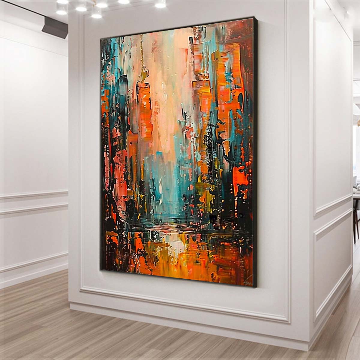 Original creation City Hand painted Oil Painting Canvas Wall Art For Home Living Room Unframed/Rolled #045