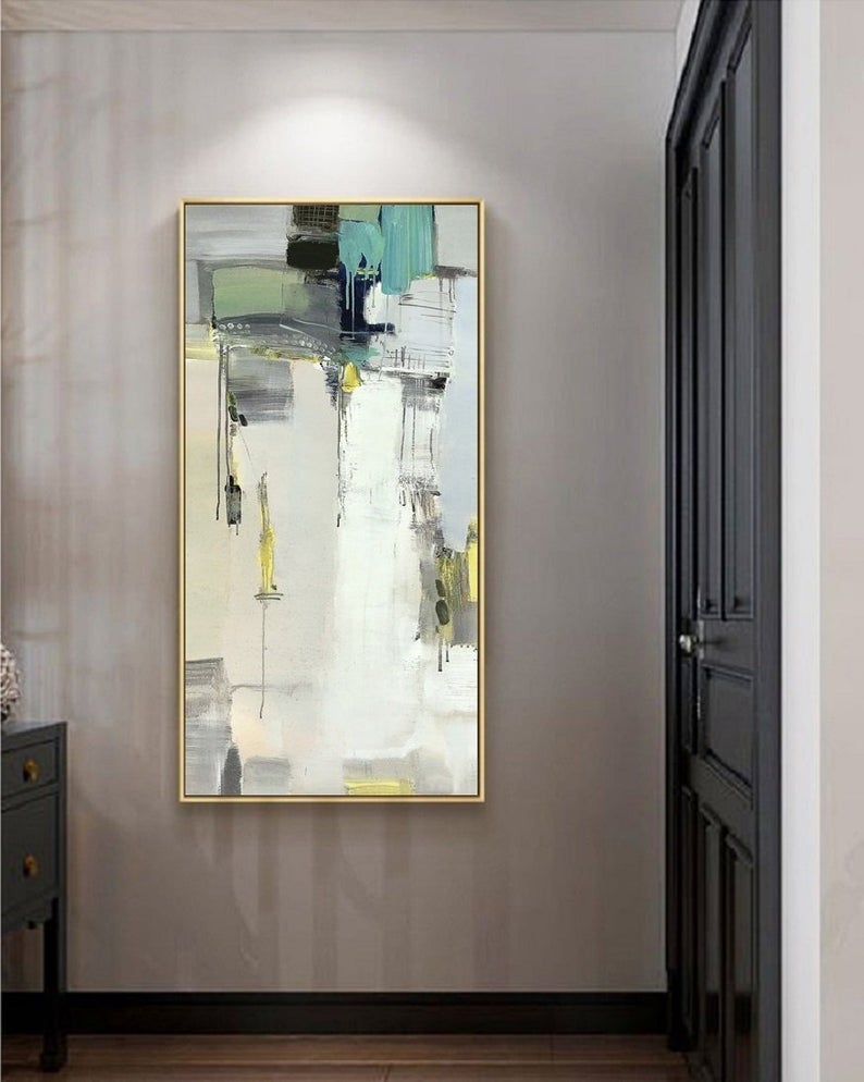 Minimalist Abstract Art Painting Vertical hand-painted Abstract Painting Abstract Painting Large Wall Decorative Painting,27inx54in,No Frame