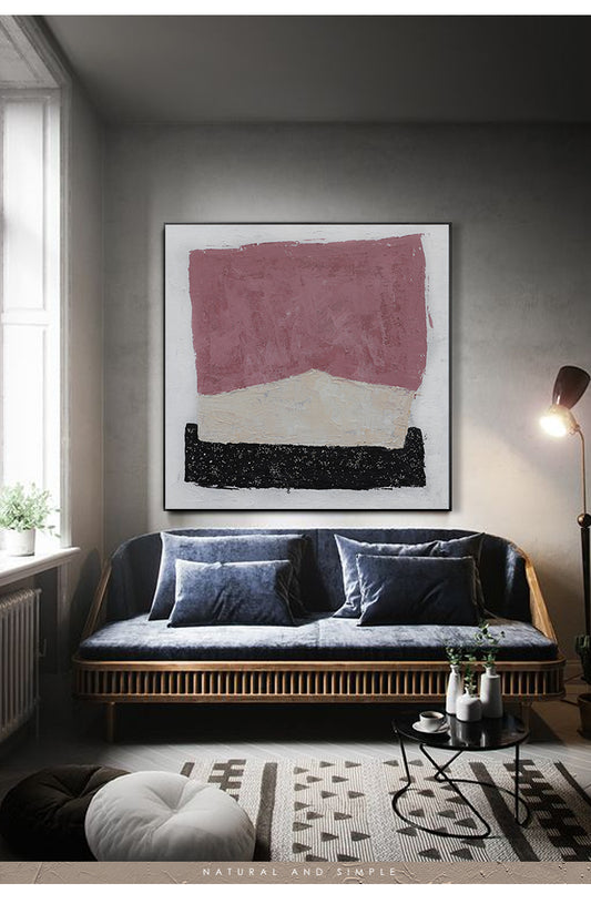 Handmade Abstract Painting Canvas Art Minimalist Acrylic Painting Oversize Wall Art Grey Purple Painting Modern Art Home Decor31in,No Frame