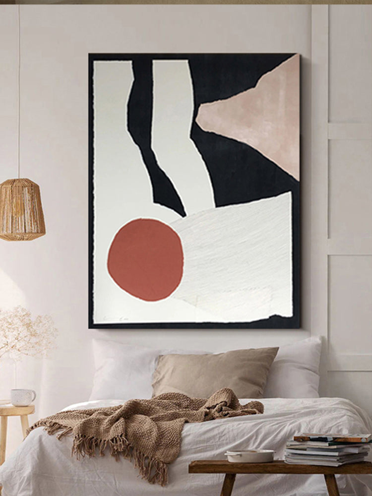 Hand Painted Abstract Oil Painting Black And White Modern Wall Art On Canvas Living Room Hotel,31inx47in,No Frame