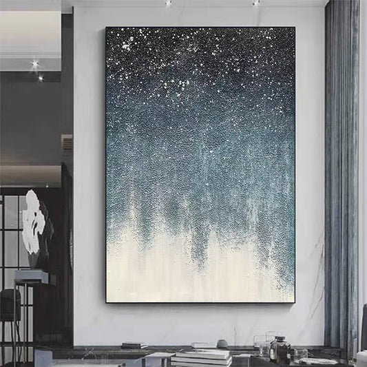 #710Hand painted Oil Painting Starry Living Room Sofa Background Wall Decoration Painting Abstract Canvas Painting,31inx47in,No Frame