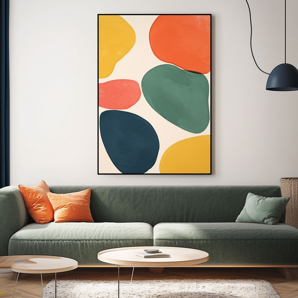 Handpainted Abstract Wall Art Painting Decorative Painting Aisle Corridor Mural Mooring Hanging Painting yellow green orange 31inx47in,No Frame