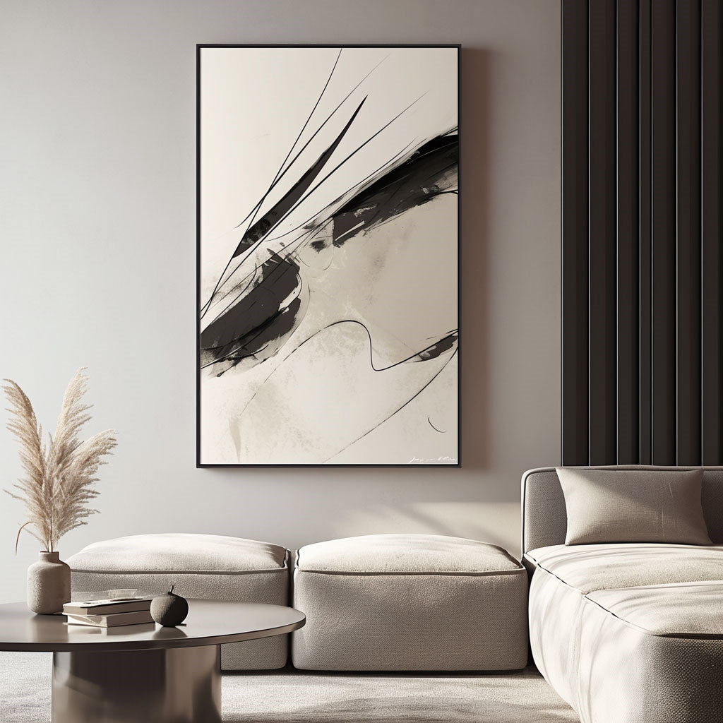 Handpainted Abstract Wall Art Painting Decorative Painting Aisle Corridor Mural Mooring Hanging Paintingblack1inx47in,No Frame
