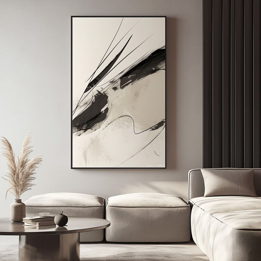 Handpainted Abstract Wall Art Painting Decorative Painting Aisle Corridor Mural Mooring Hanging Paintingblack1inx47in,No Frame