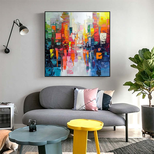 Abstract Handmade Oil Painting Modern Minimalist Home Living Room Decoration Painting,31inx31in,No Frame 1