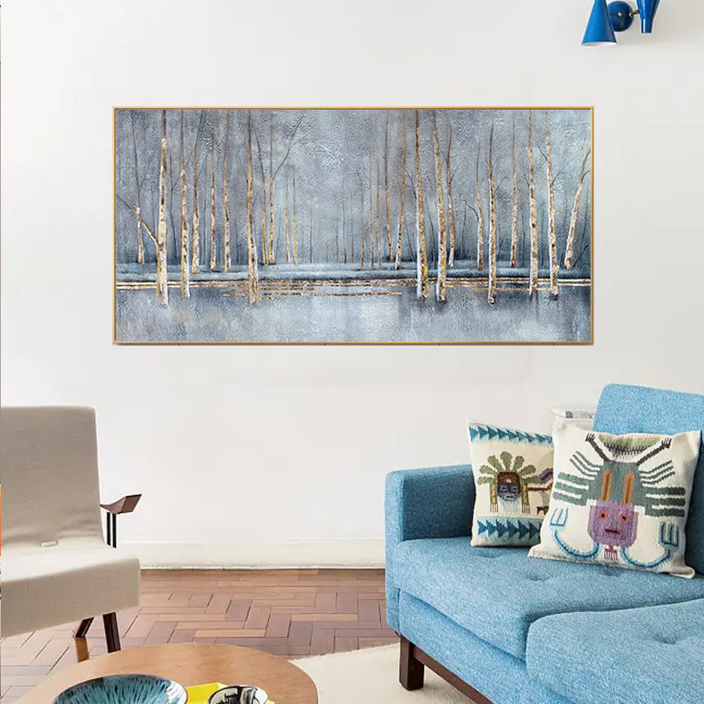 Handpainted Tree Abstract Oil Painting On Canvas 3D Handmade Hanging Image Living Room Bedroom Decorative,27inx54in,No Frame