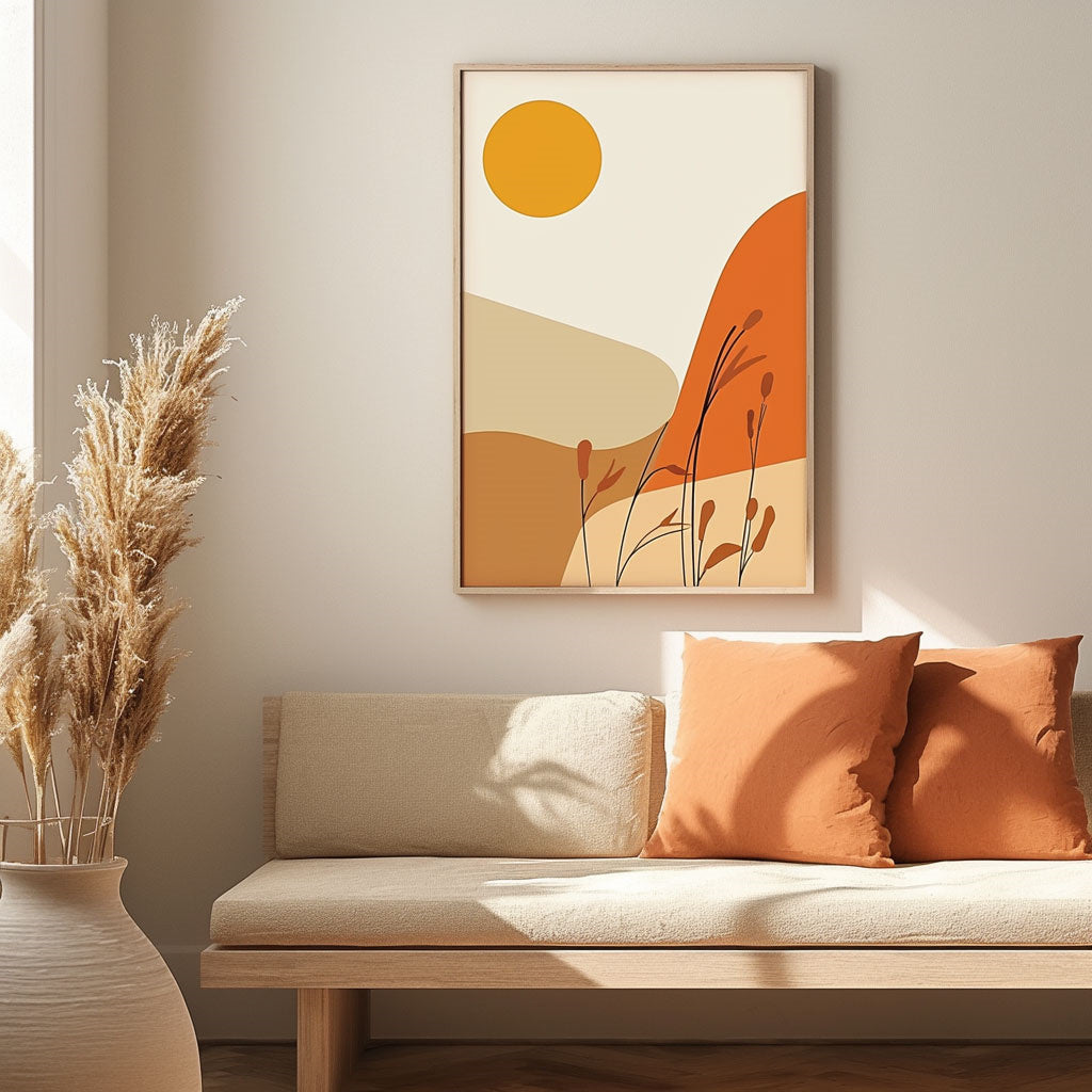 Handpainted Abstract Wall Art Painting Decorative Painting Aisle Corridor Mural Mooring Hanging Painting orange brown 31inx47in,No Frame