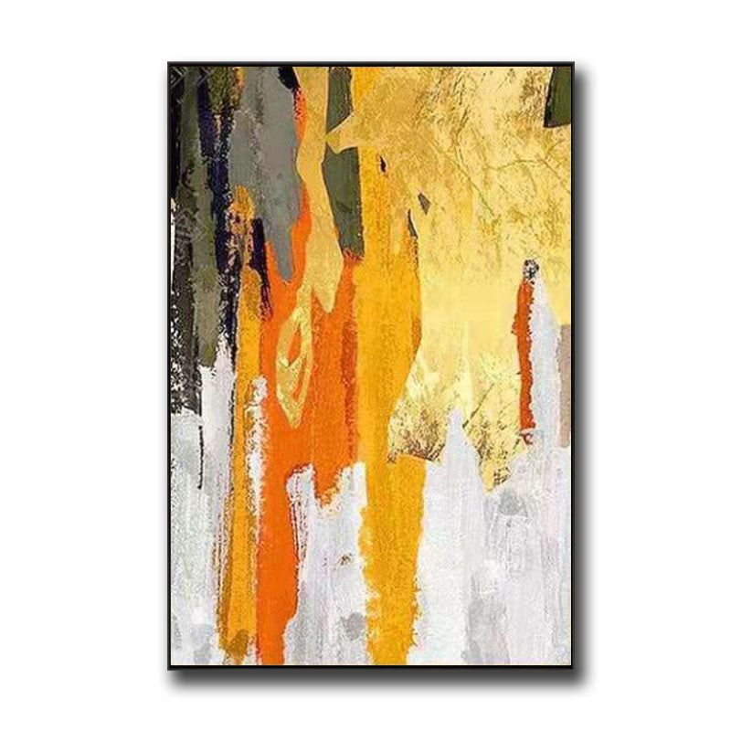 Abstract Oil Painting Handmade Gold Foil Golden Red Mural Art Cuadros Canvas Painting Large Sofa Decoration,31inx47in,No Frame