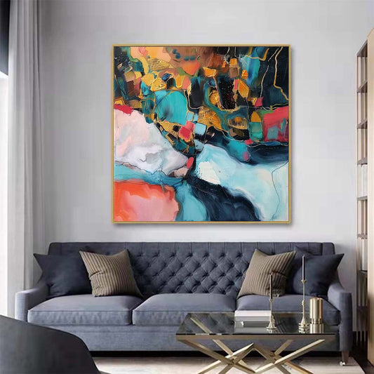 Abstract Handmade Oil Painting Modern Minimalist Home Living Room Decoration Painting,31inx31in,No Frame