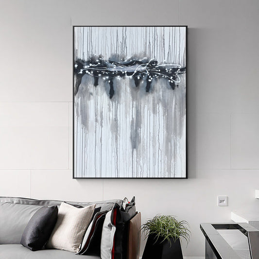 Modern Wall Art Pictures For Living Room Abstract Hand Painted Oil Painting On Canvas Black Handmade,31inx47in,No Frame
