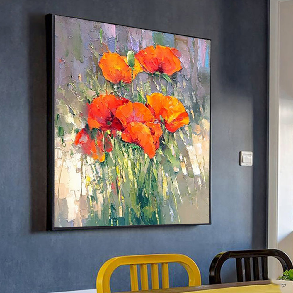 #12103D Knife Flower Oil Painting On Canvas Hand Painted Artwork Abstract Floral Oil Paintings Living Room