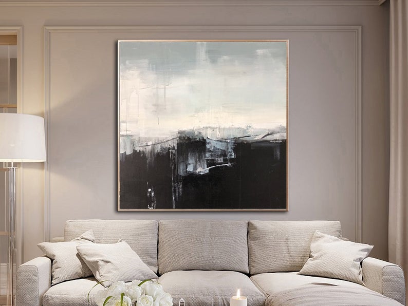 Abstract Painting Large Large Wall Art Canvas Black And White Canvas Painting Minimal Abstract Art Contemporary Art Office Decor31in,No Frame