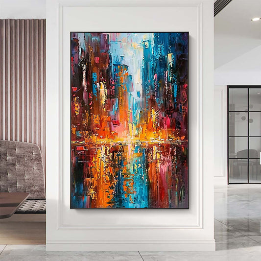 Original creation City Hand painted Oil Painting Canvas Wall Art For Home Living Room Unframed/Rolled #028