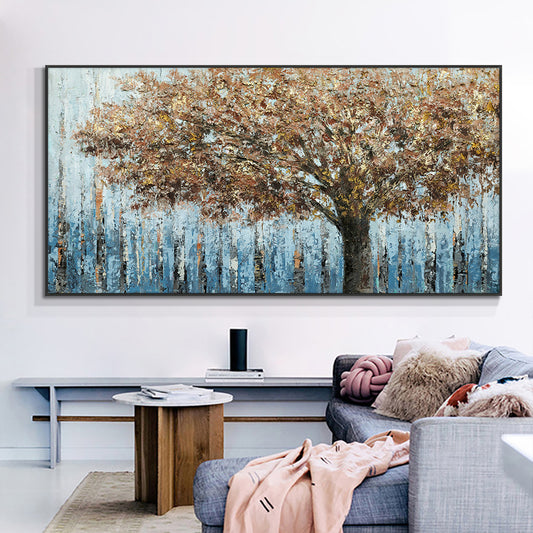 Abstract Large Size Trees Oil Painting  Hand Painted Canvas Painting Modern Decorative Wall Art,27inx54in,No Frame