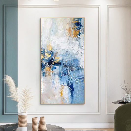 Pure Hand Painted Oil Painting Modern Minimalist Light Luxury Abstract Living Room Vertical Paintings Corridor Aisle,27inx54in,No Frame
