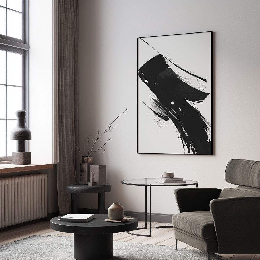 Handpainted Abstract Wall Art Painting Decorative Painting Aisle Corridor Mural Mooring Hanging Painting black 31inx47in,No Frame