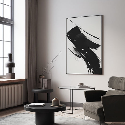 Handpainted Abstract Wall Art Painting Decorative Painting Aisle Corridor Mural Mooring Hanging Painting black 31inx47in,No Frame