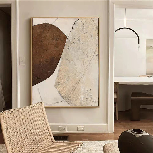 #780Modern Abstract Handpainted lLving Room Decoration Painting Lucky Stone Sofa Background Wall Japanese Abject Style Corridor,31inx47in,No Frame