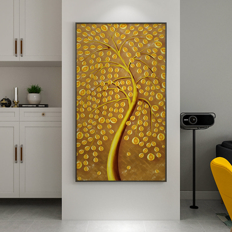 European Oil Painting Hand-Painted Late Autumn Tree-Lined Trail Scenery Decorative Painting Living Room Entrance Background Wall27inx54in,No Frame