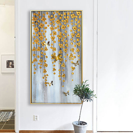 Large Wall Painting Gold Oil On Canvas Handmade For Living Room Decoration Abstract Landscape Oil Painting,27inx54in,No Frame