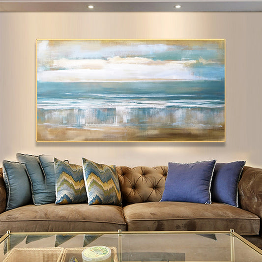Handmade Art Picture Modern Living Room Decoration Oil Painting Handpainted Geometric Texture Art Wall Hangings,27inx54in,No Frame