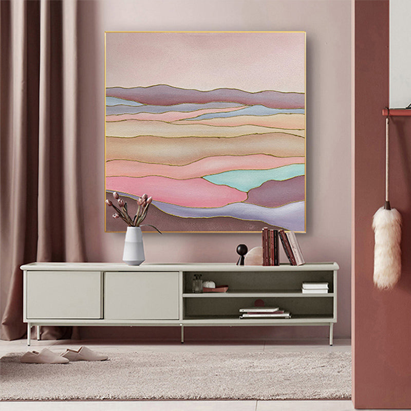 Hand painted Oil Painting Abstract Color Mountain Decoration Painting Bedroom Three dimensional Thick Texture Hanging Painting,31inx47in,No Frame